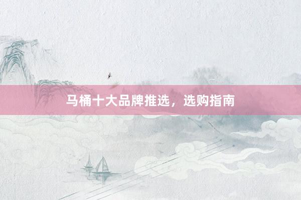 马桶十大品牌推选，选购指南